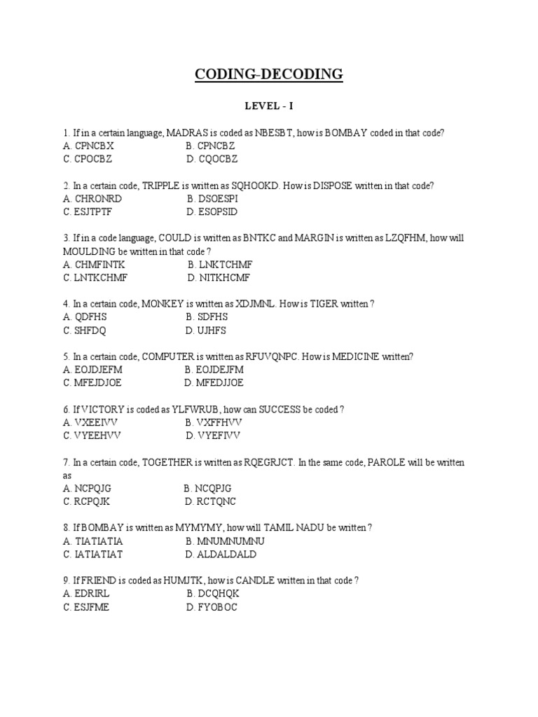 Week 3 Coding Decoding Worksheet | PDF
