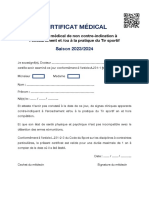 Modèle FFTir de Certificat Médical 2023 - 2024