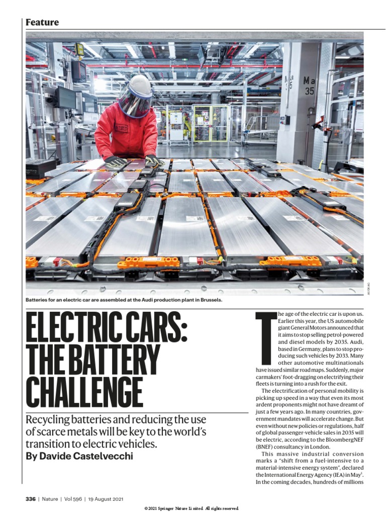 Electric Cars The Battery Challenge Feature PDF Lithium Ion Battery Electric Vehicle