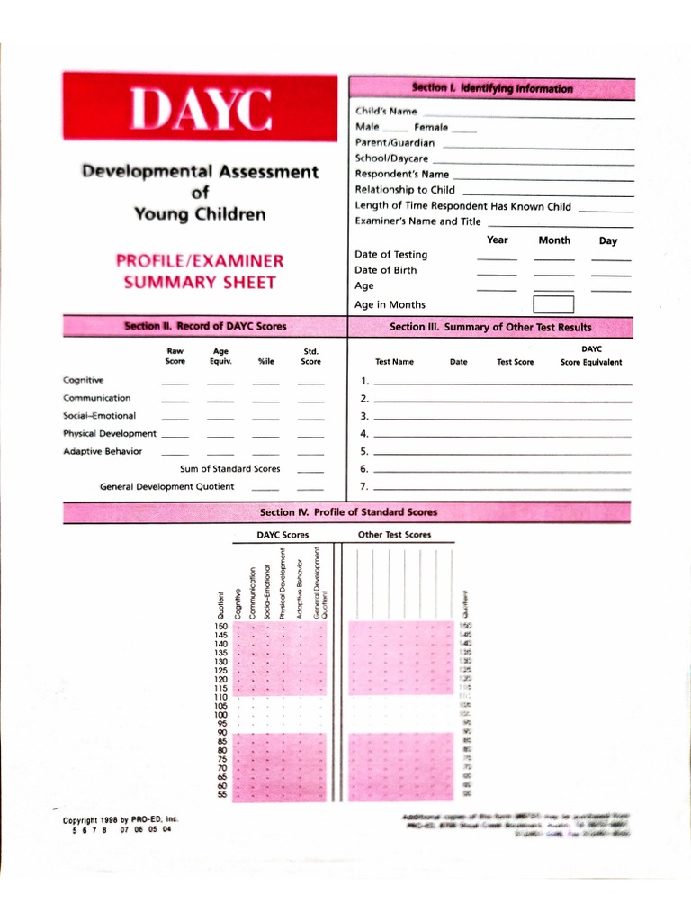 Dyac Subtest Forms | PDF
