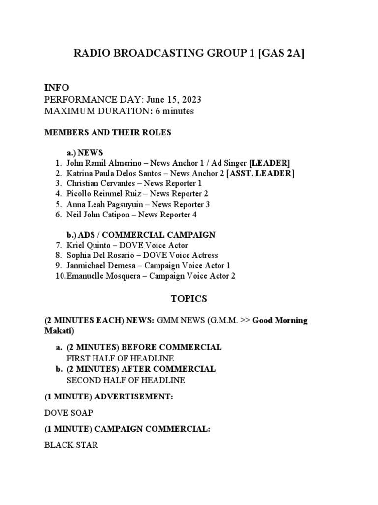 Radio Broadcasting Group 1 PDF