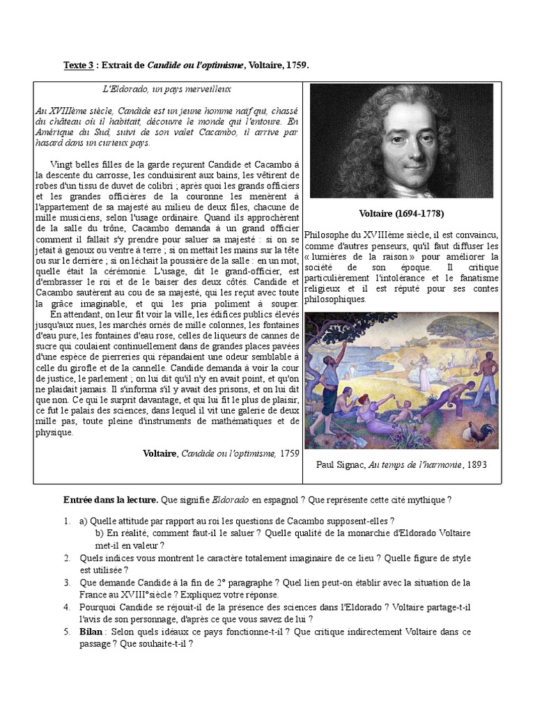 L'Eldorado dans Candide de Voltaire | PDF | Histoire