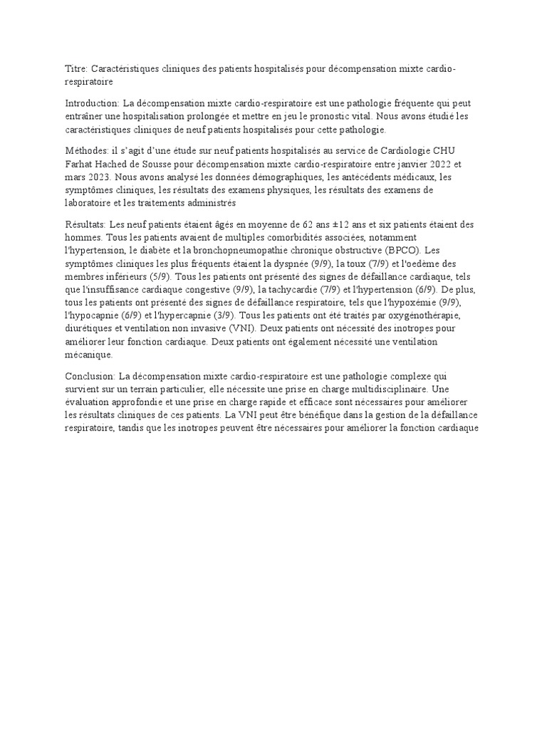 Décompensation mixte cardio-respiratoire | PDF | Développement ...