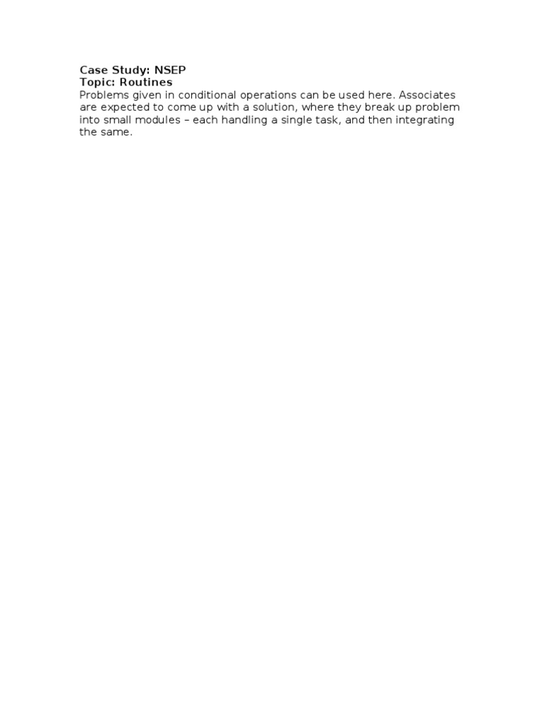 NSEP Case Study: Problem-Solving Routines | PDF