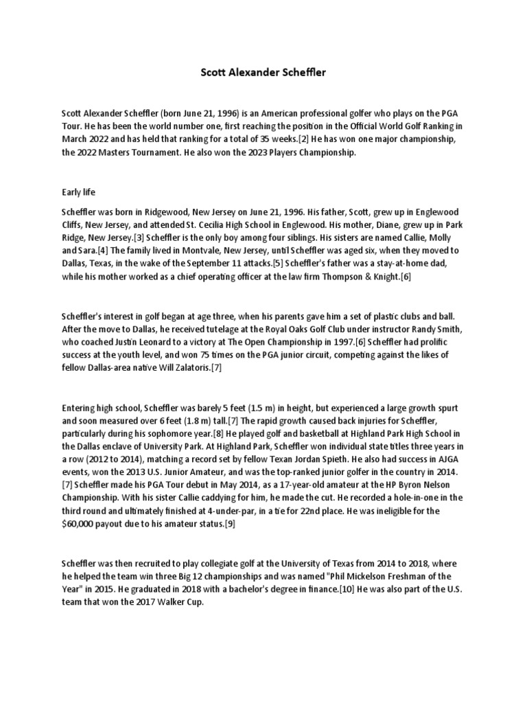 Scott Alexander Scheffler PDF Rory Mc Ilroy Pga Tour