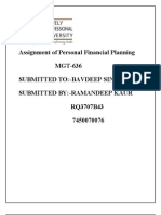 Assignment of Personal Financial Planning MGT-636 Submitted To:-Bavdeep Singh Submitted By:-Ramandeep Kaur RQ3707B43 7450070076