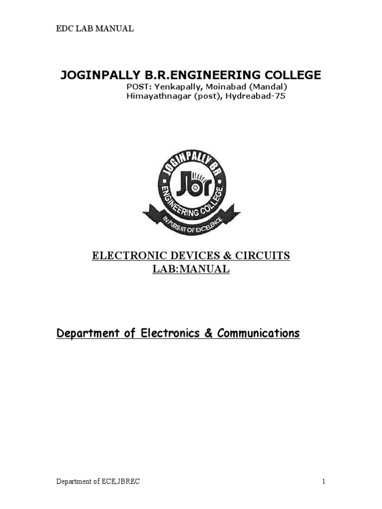 EDC Lab Manual Download Free PDF Field Effect Transistor Rectifier