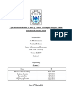 Topic: Literature Review On The Key Factors Affecting The Progress of Film Industries All Over The World