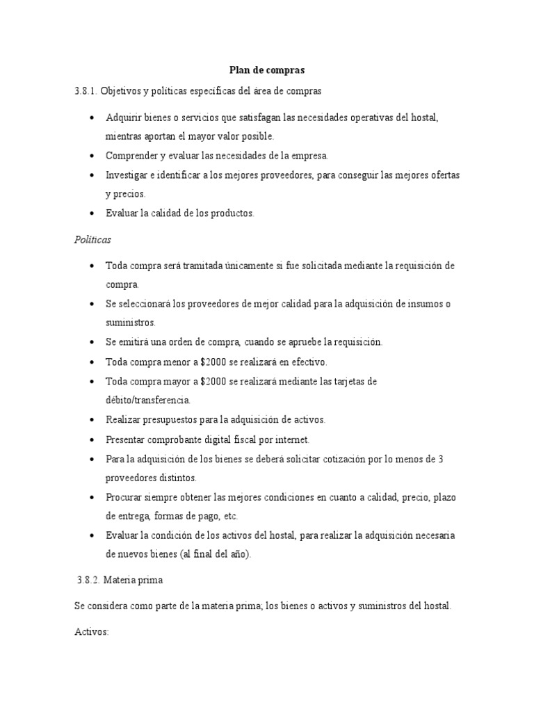 Plan de Compras | PDF | Economias