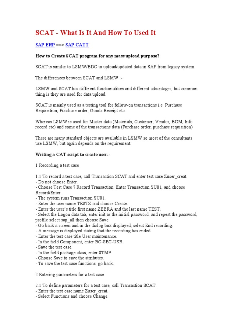 SCAT - What Is It and How To Used It: Sap Erp Sap Catt | PDF | Computer ...