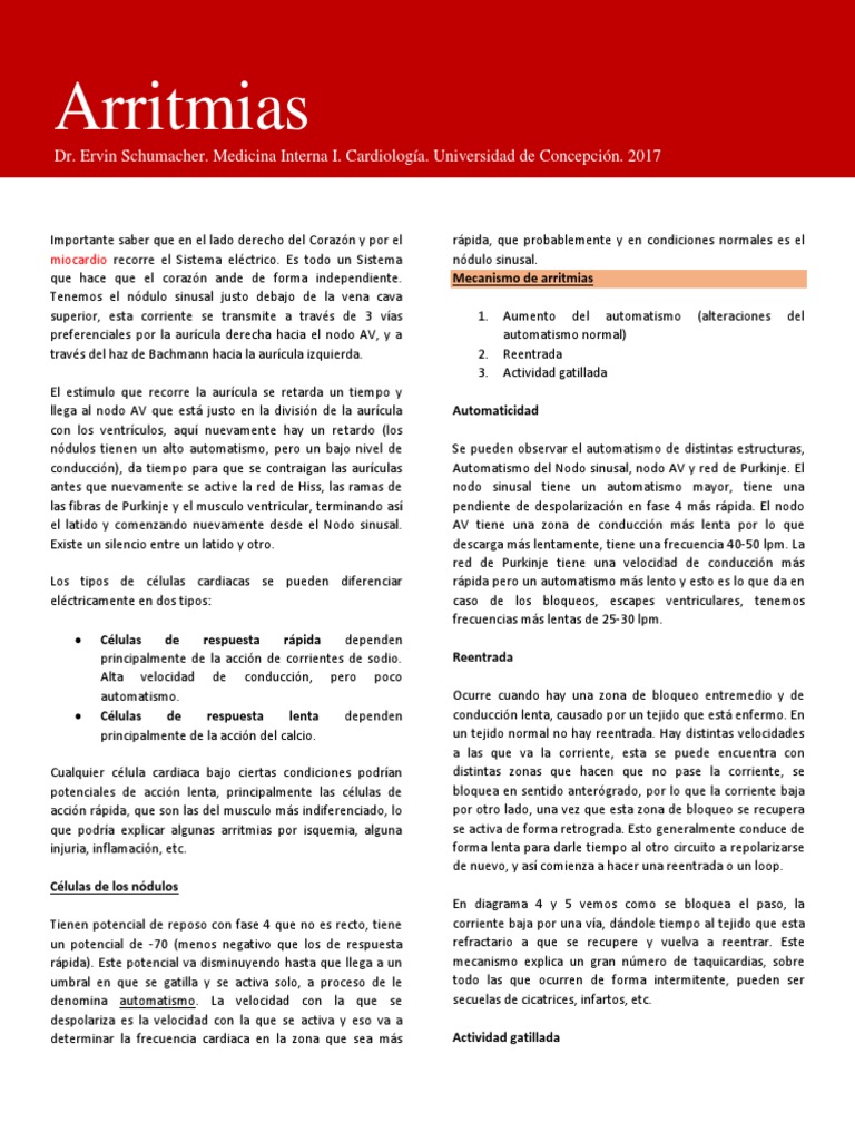 Arritmias Dr. Schumacher 2017 PDF Electrocardiografia