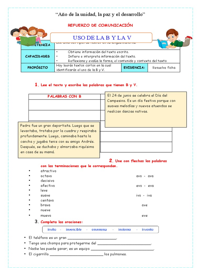 F.refuerzo Comu Uso de La B y V | PDF