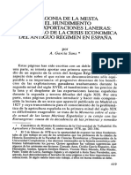 Garcia Sanz, A, La Agonía de La Mesta y El Hundimiento de Las Exportaciones Laneras. Un Capitulo de La Crisis Economia Del AR en España - Unlocked