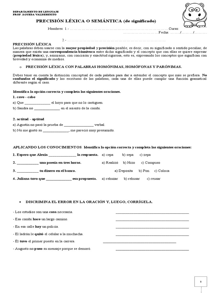 Precisión Léxica y Uso Correcto de Palabras | PDF | Gramática | Cognición