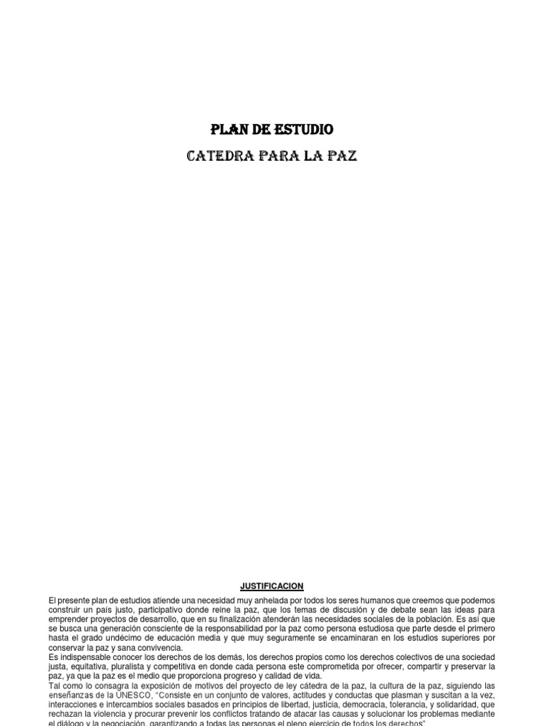 Plan de Estudio: Cátedra para la Paz | PDF | Democracia | Ideologías ...