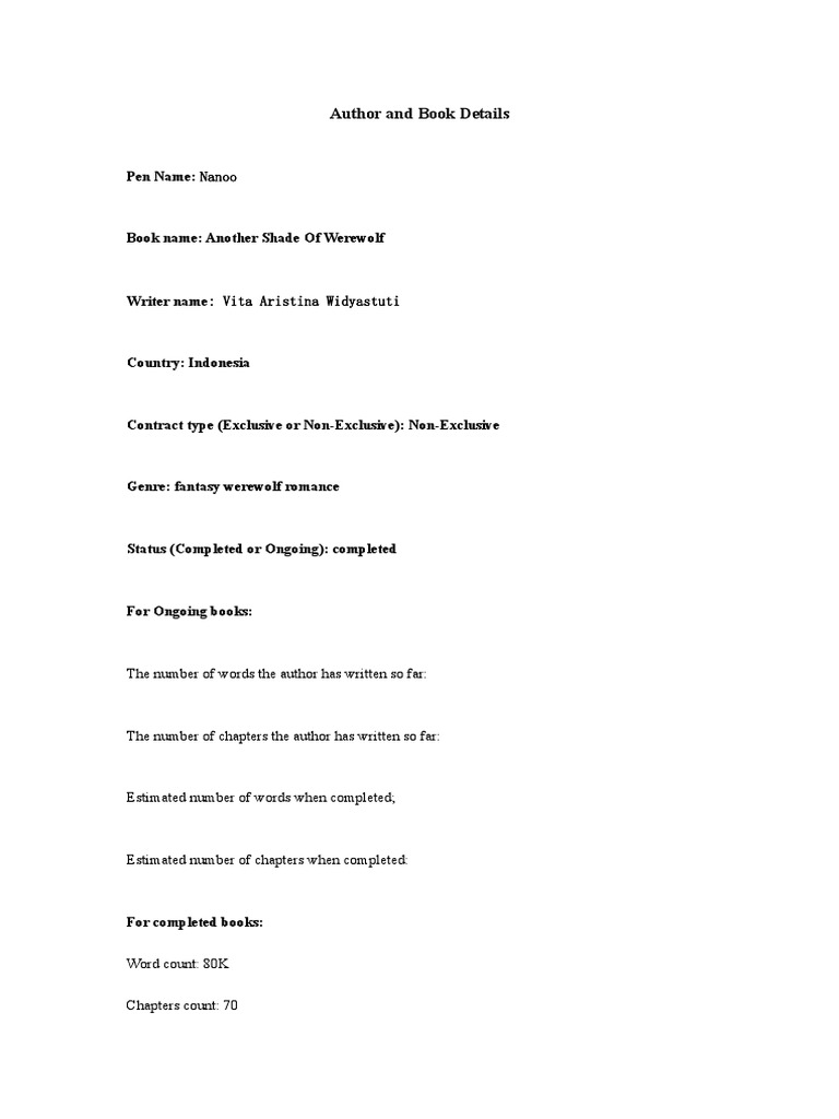 Author and Book Details PDF Werewolves Sleep