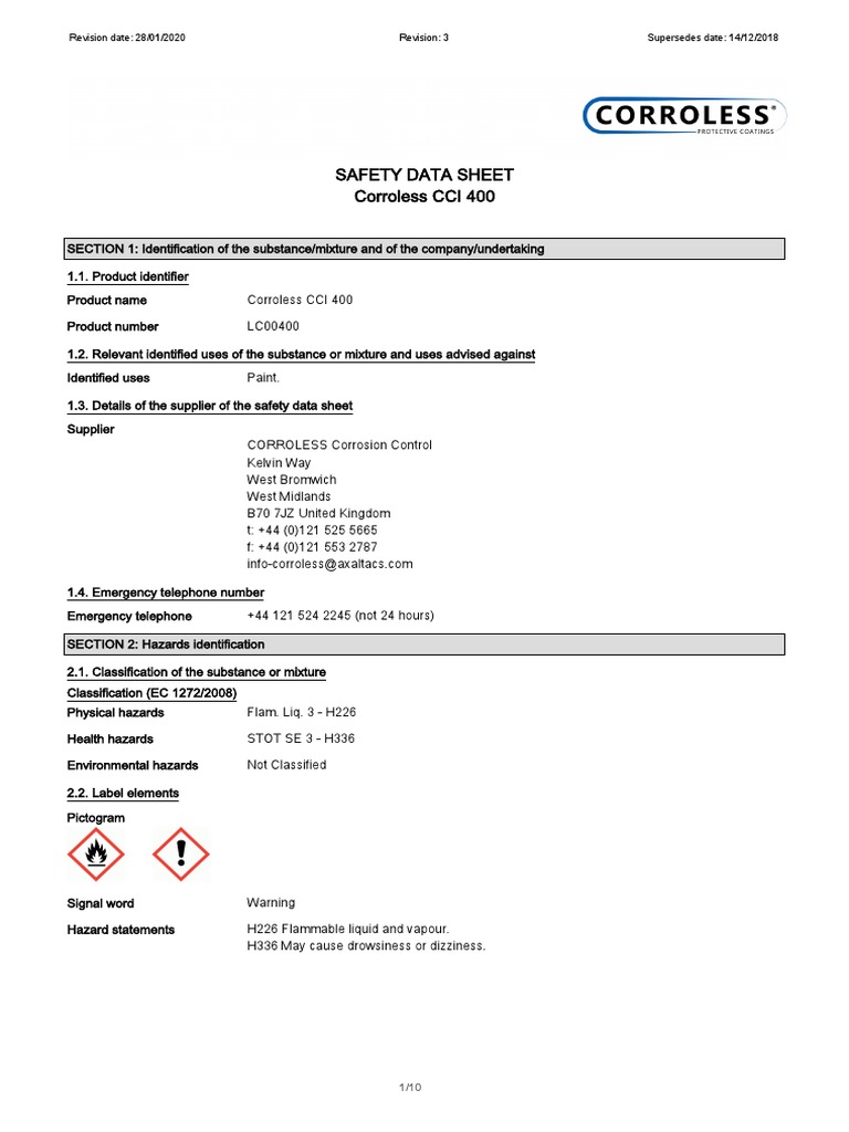 Cci400 SDS PDF Personal Protective Equipment Firefighting