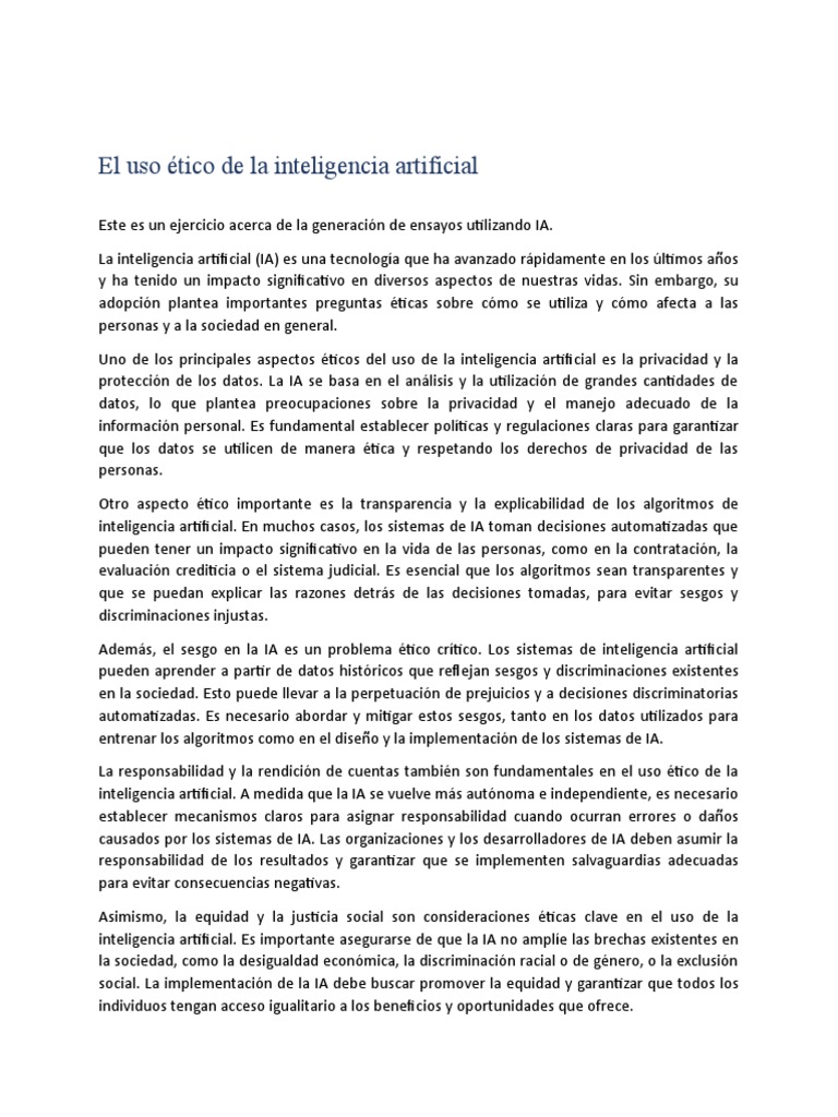 Ética en el Uso de la IA | PDF | Inteligencia artificial | Inteligencia ...