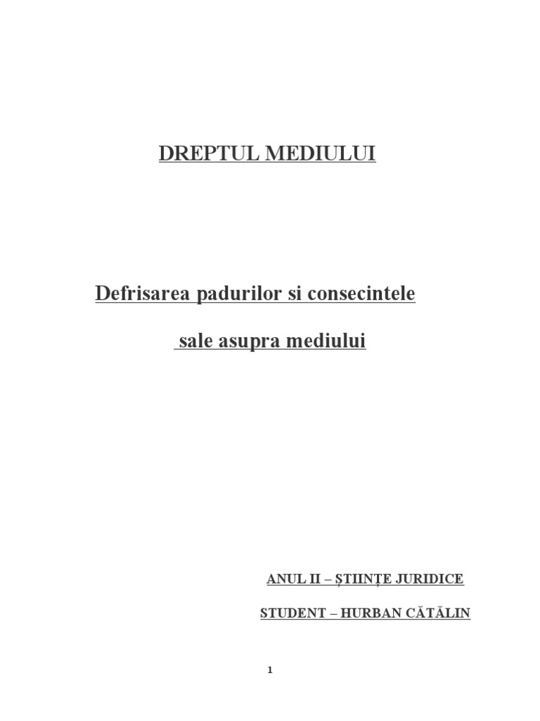 Defrisarea Padurilor Si Consecintele Sal | PDF