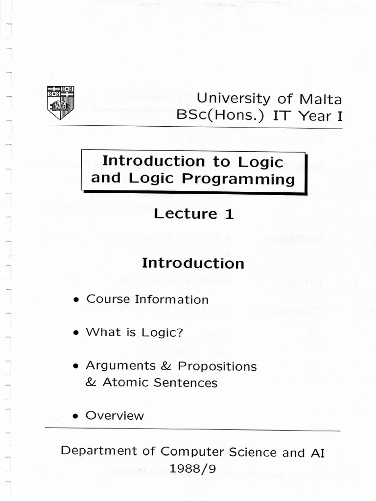 Introduction To Logic and Logic Programming | PDF
