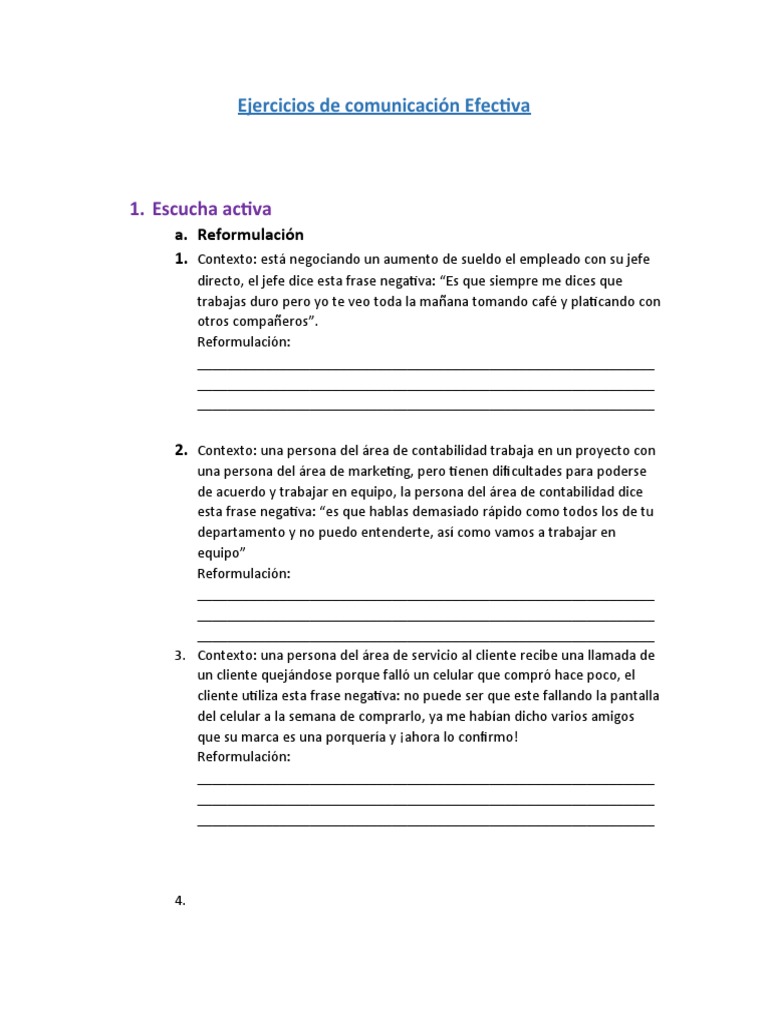 Ejercicicos de Comunicación Efectiva | PDF