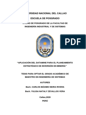 Zevallos Vera-Maestria-Fiis-2020 | PDF | Minería | Planificación