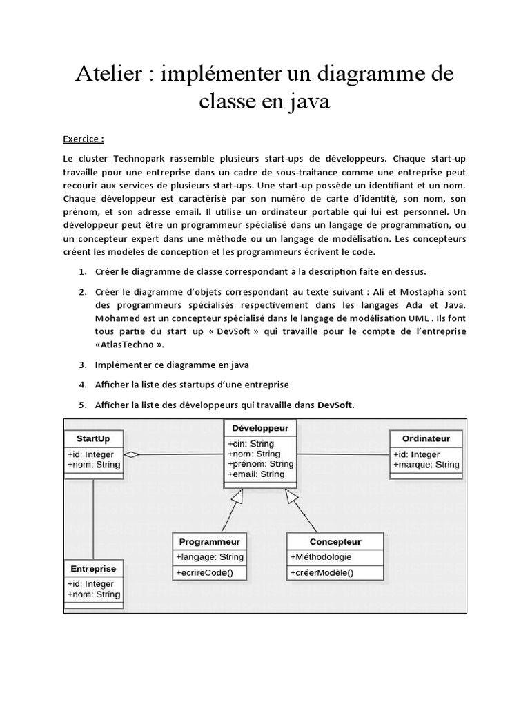Diagramme de classe en Java | PDF | Java (Langage de programmation ...