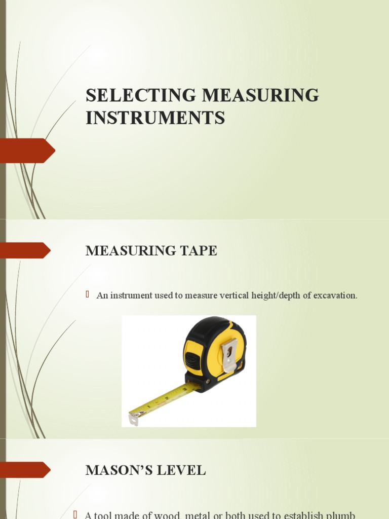 Selecting Measuring Instruments PDF Masonry Materials