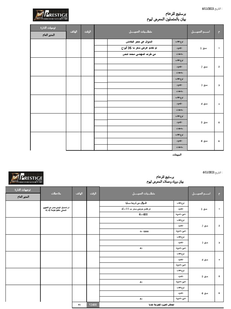 Show Room Reports - Design Service | PDF