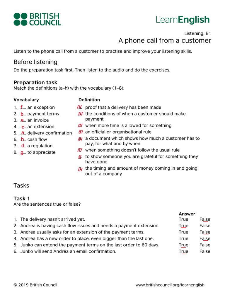 Customer Call Listening Exercise | PDF