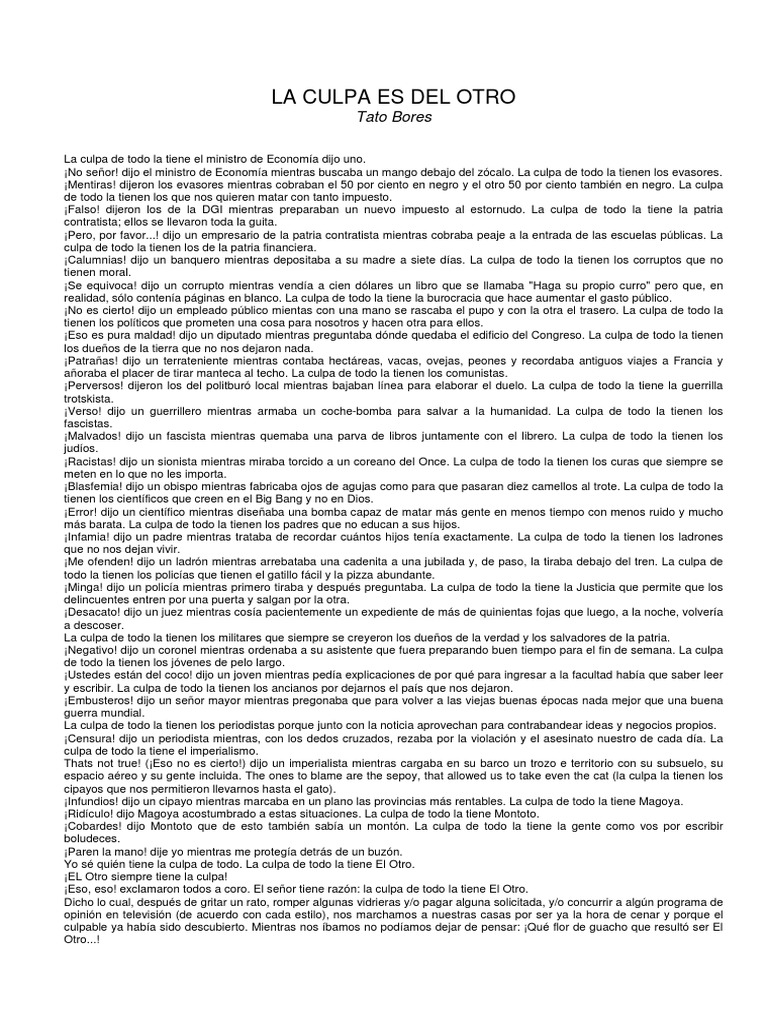 La Culpa Es Del Otro Tato Bores PDF