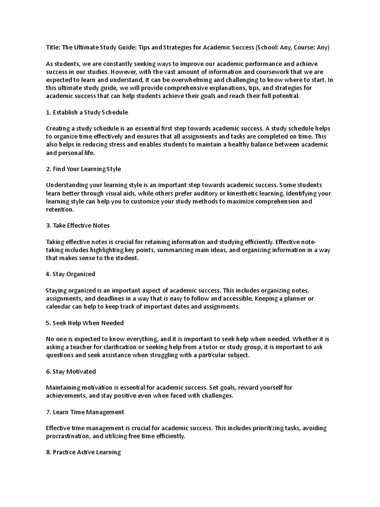 Study Guide | PDF | Self-Improvement