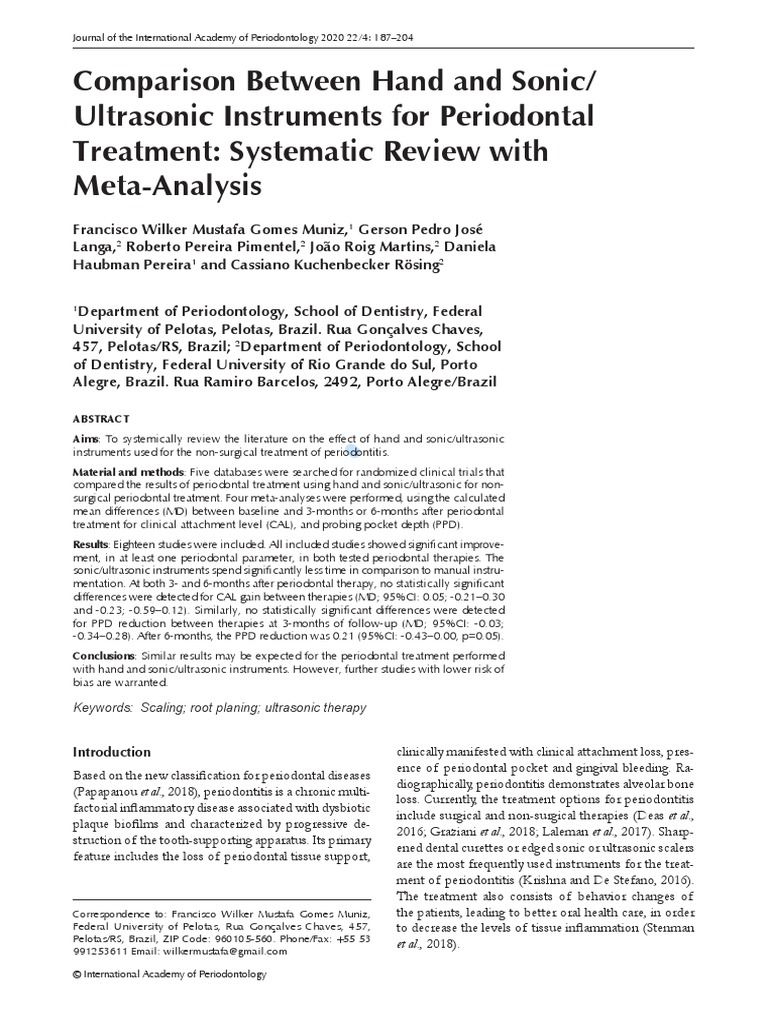 Comparison Between Hand and Sonic Ultrasonic Instruments For