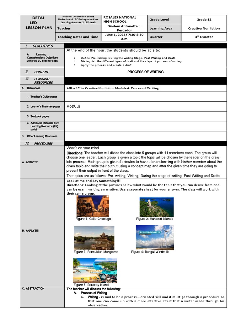 Grade 12 Creative Nonfiction Lesson Plan | PDF