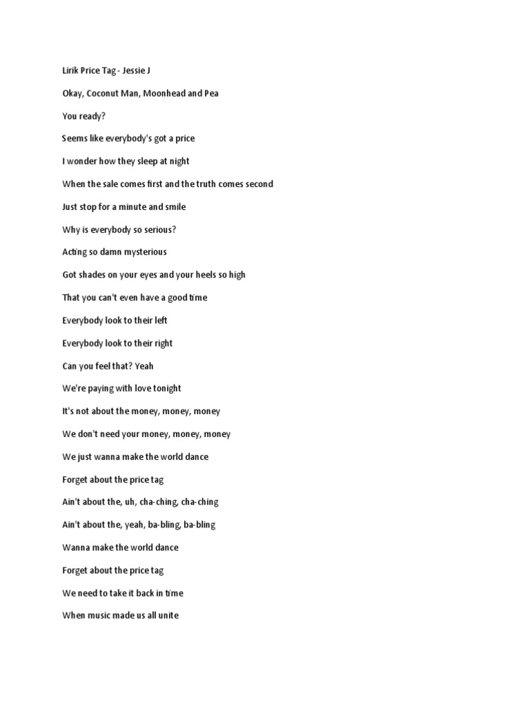 Lirik Price Tag PDF