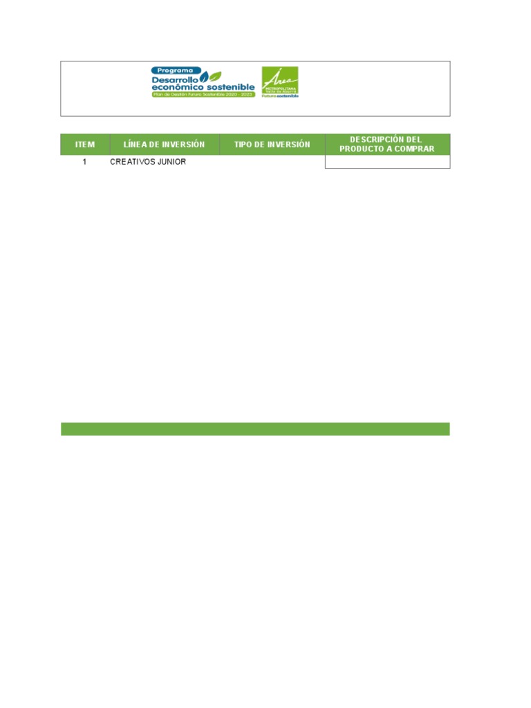 Formato Plan de Inversión | PDF | Economias