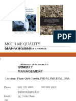 MGT1116E Lecture 1. Introduction To Quality Management