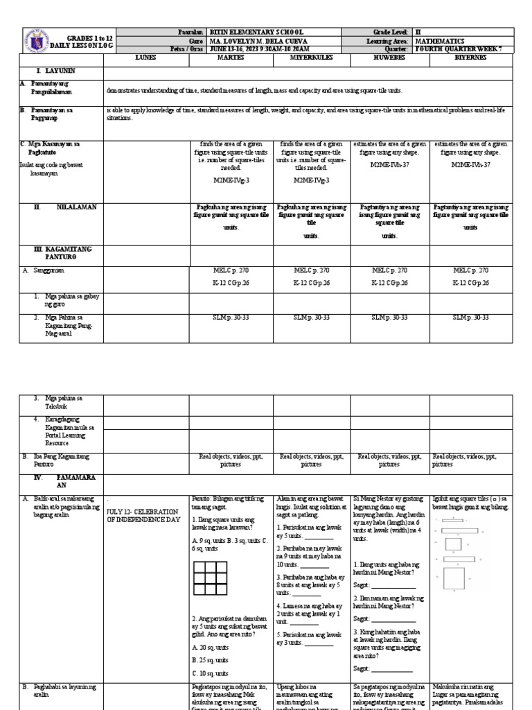 DLL Q4-Math-Week-7 | PDF
