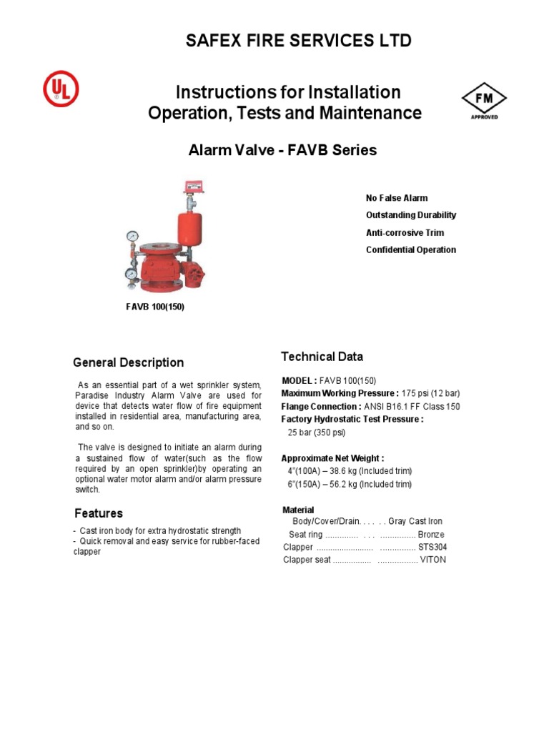 Alarm Valve Details | PDF | Valve | Fire Sprinkler System