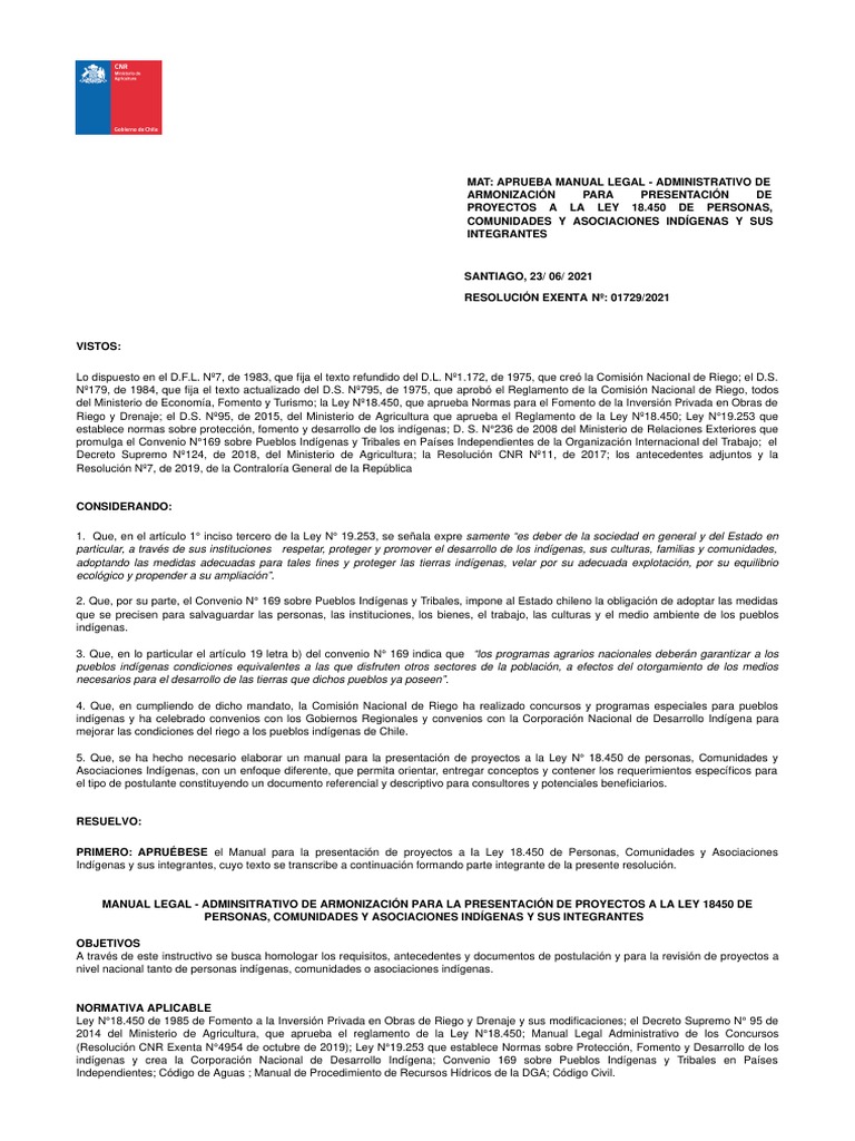 Manual Armonizacion Indigena Ley 18450 | PDF | Ciencias Políticas ...