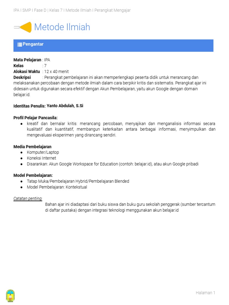 Modul Ipa 7 Metode Ilmiah Pdf