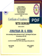 Certificate of AWARD AND RECOGNITION