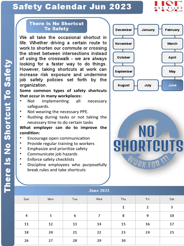 HSE Calendar Jun 2023 PDF Workplace Industrial Relations