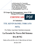 Certificado de Escuela en Tierra Da-42 Tte. Figueroa