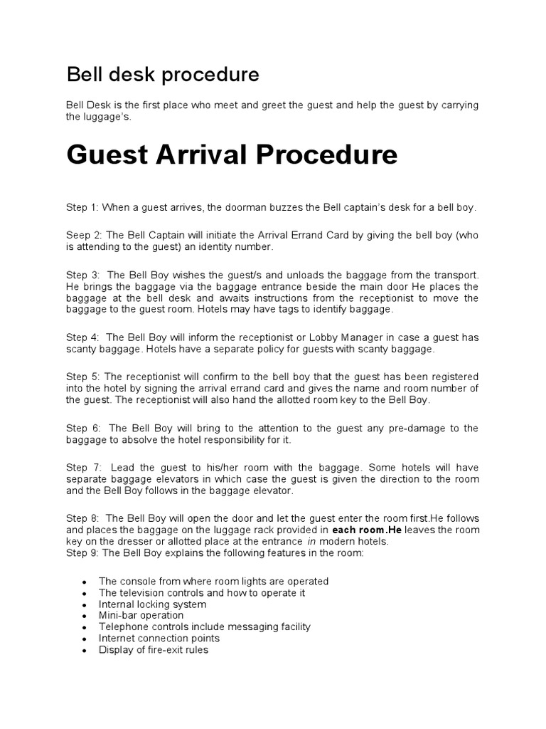 Bell Desk Procedure PDF