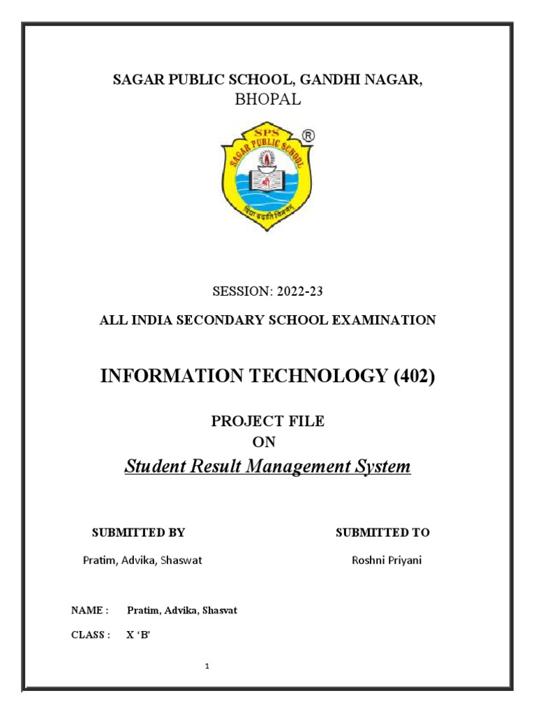 Student Result Managmenat System | PDF | Databases | Information Science