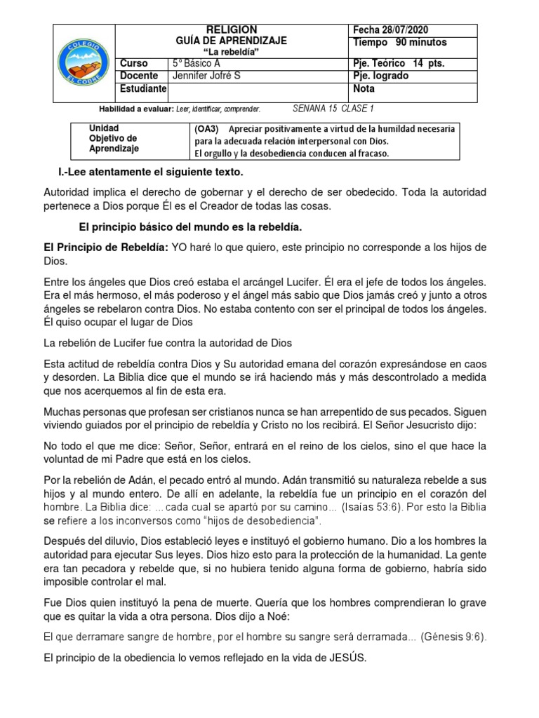 Guia Religion 15 | PDF | Dios | Pecado
