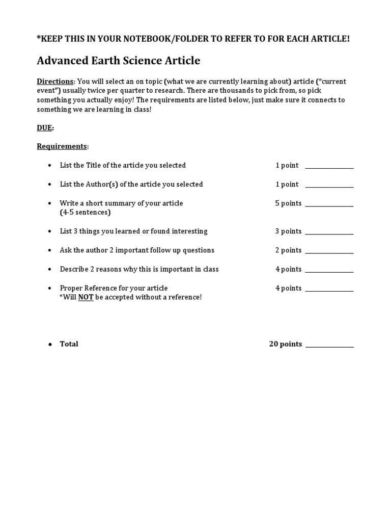 Adv. Earth Science Current Event PDF
