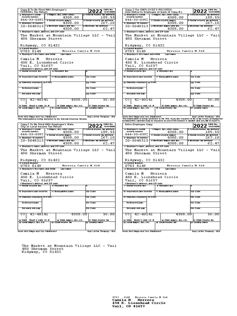 Camilla Herrera W-2 2022 | PDF