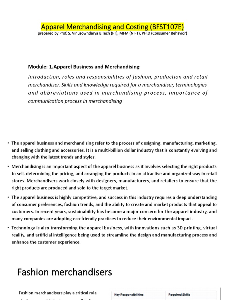1Apparel Merchandising and Costing PDF Supply Chain Clothing